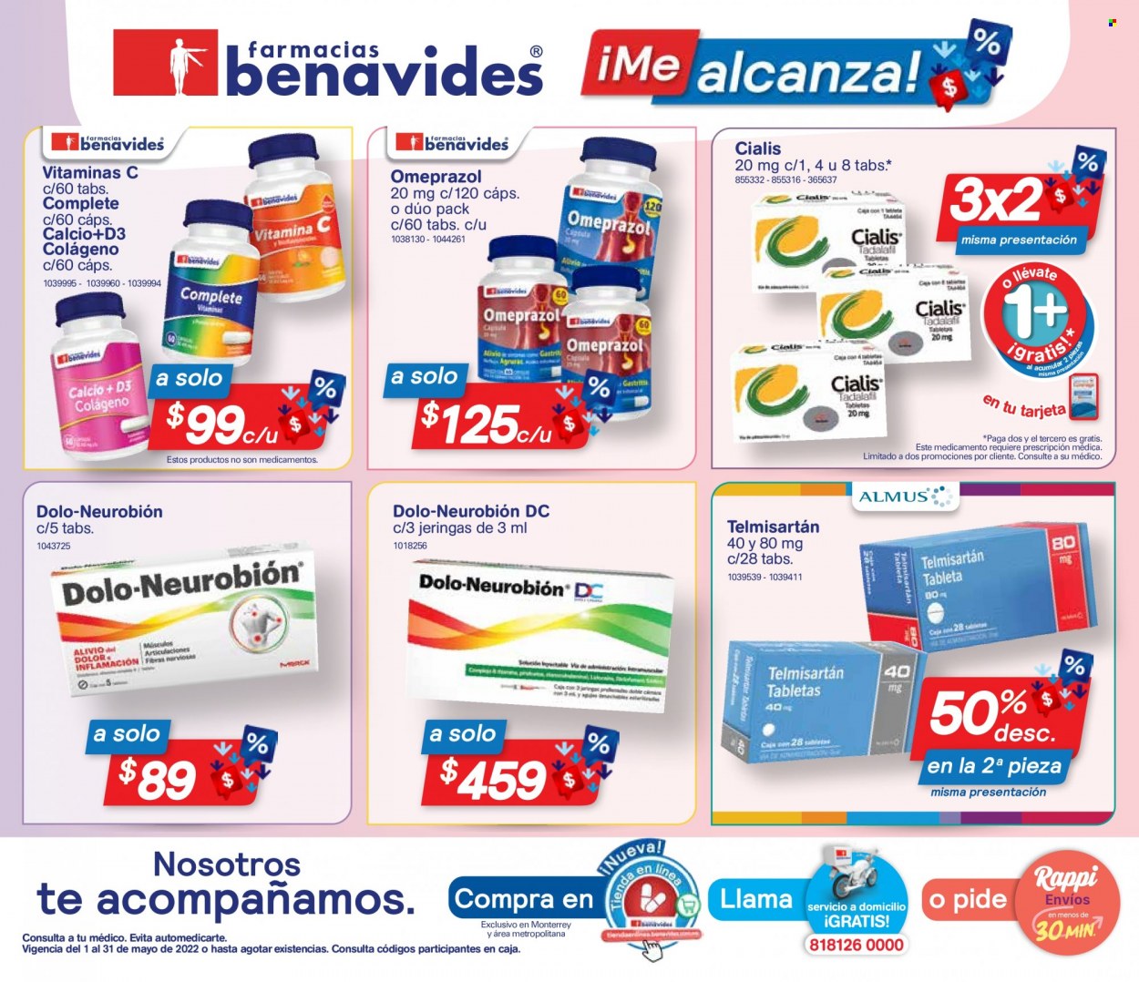 Oferta vigente Farmacias Benavides - 1.5.2022 - 31.5.2022. Página 1.