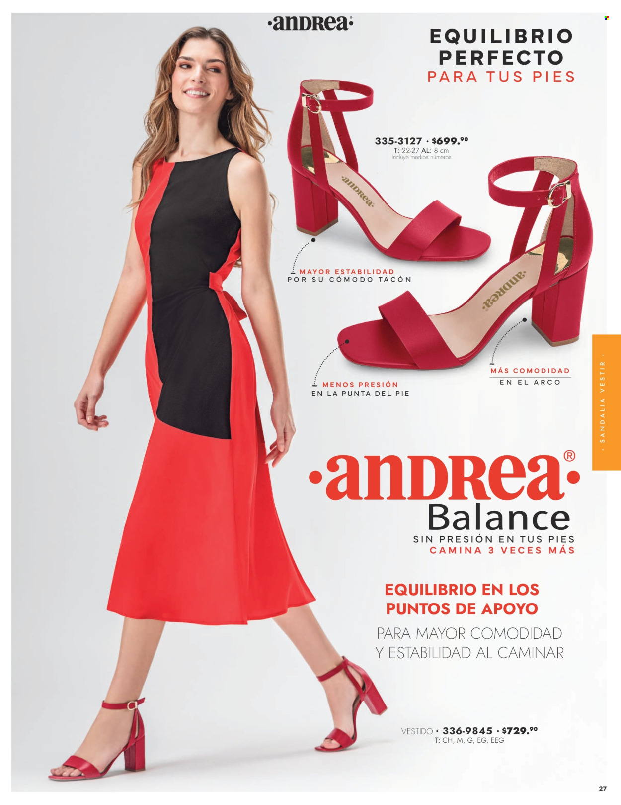thumbnail - Folleto actual Andrea - 28.1.2024 - 25.5.2024 - Ventas - sandalias, vestido. Página 27.