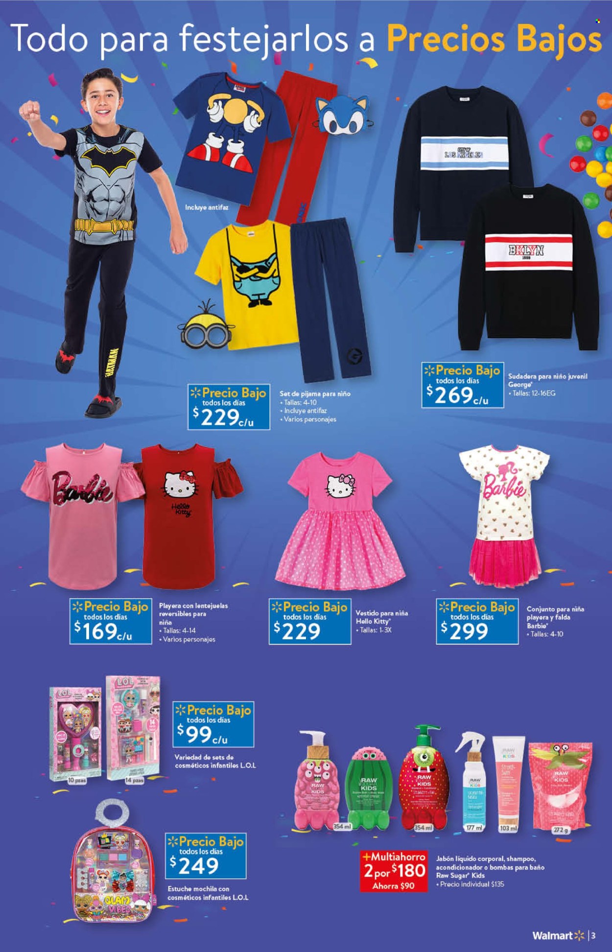 thumbnail - Folleto actual Walmart - 10.4.2024 - 30.4.2024 - Ventas - playera, pijama, camiseta, Barbie, rosa, falda, jabón, sandía, set creativo, champú, acondicionador, shampoo y acondicionador, bombas de baño, crema. Página 3.