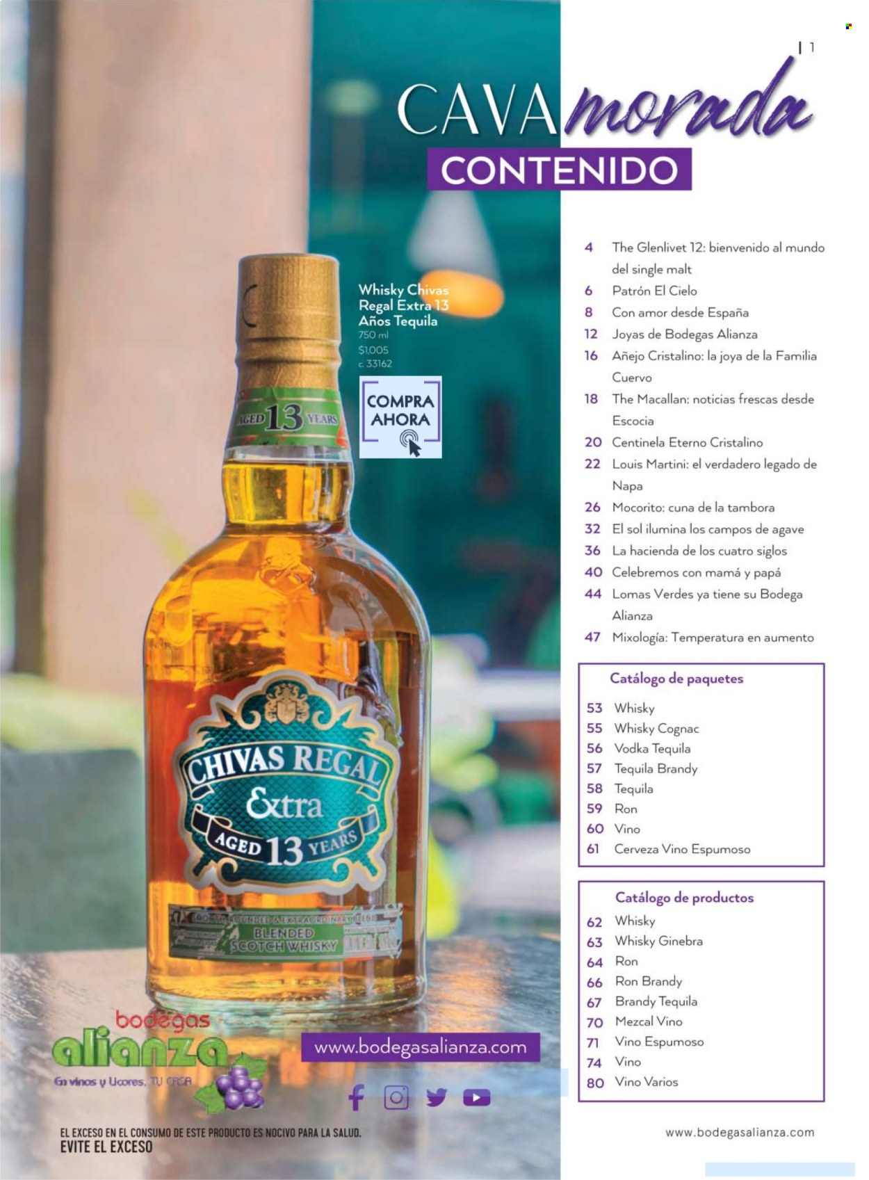 thumbnail - Folleto actual Bodegas Alianza - 1.4.2024 - 30.6.2024 - Ventas - bebida alcohólica, cerveza, vino, vino espumoso, ron, brandy, cognac, gin, ginebra, Macallan, Martini, vodka, whisky, Scotch Whisky, aperitivo, Chivas Regal, mezcal. Página 3.