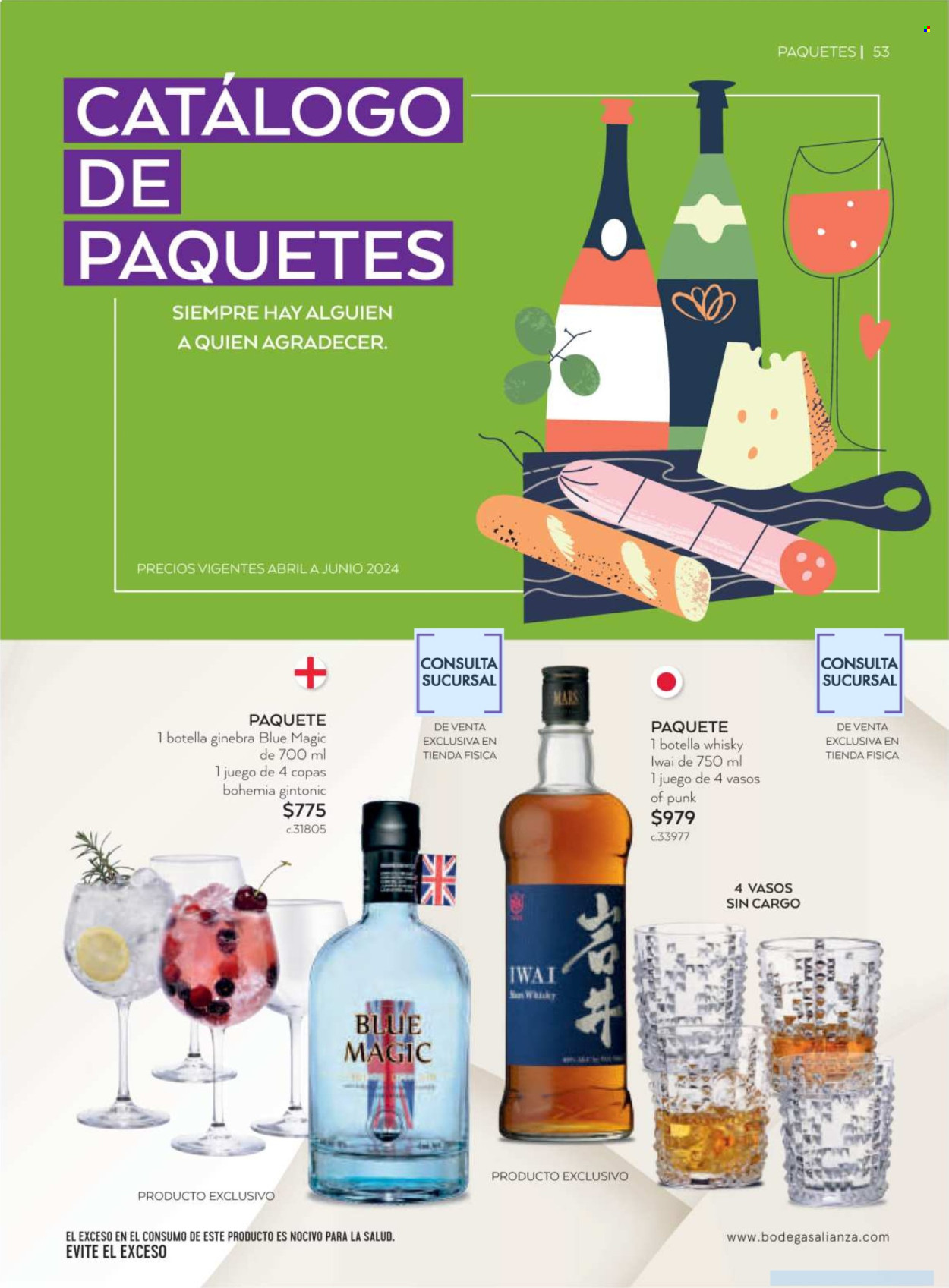 thumbnail - Folleto actual Bodegas Alianza - 1.4.2024 - 30.6.2024 - Ventas - bebida alcohólica, gin, ginebra, whisky. Página 55.
