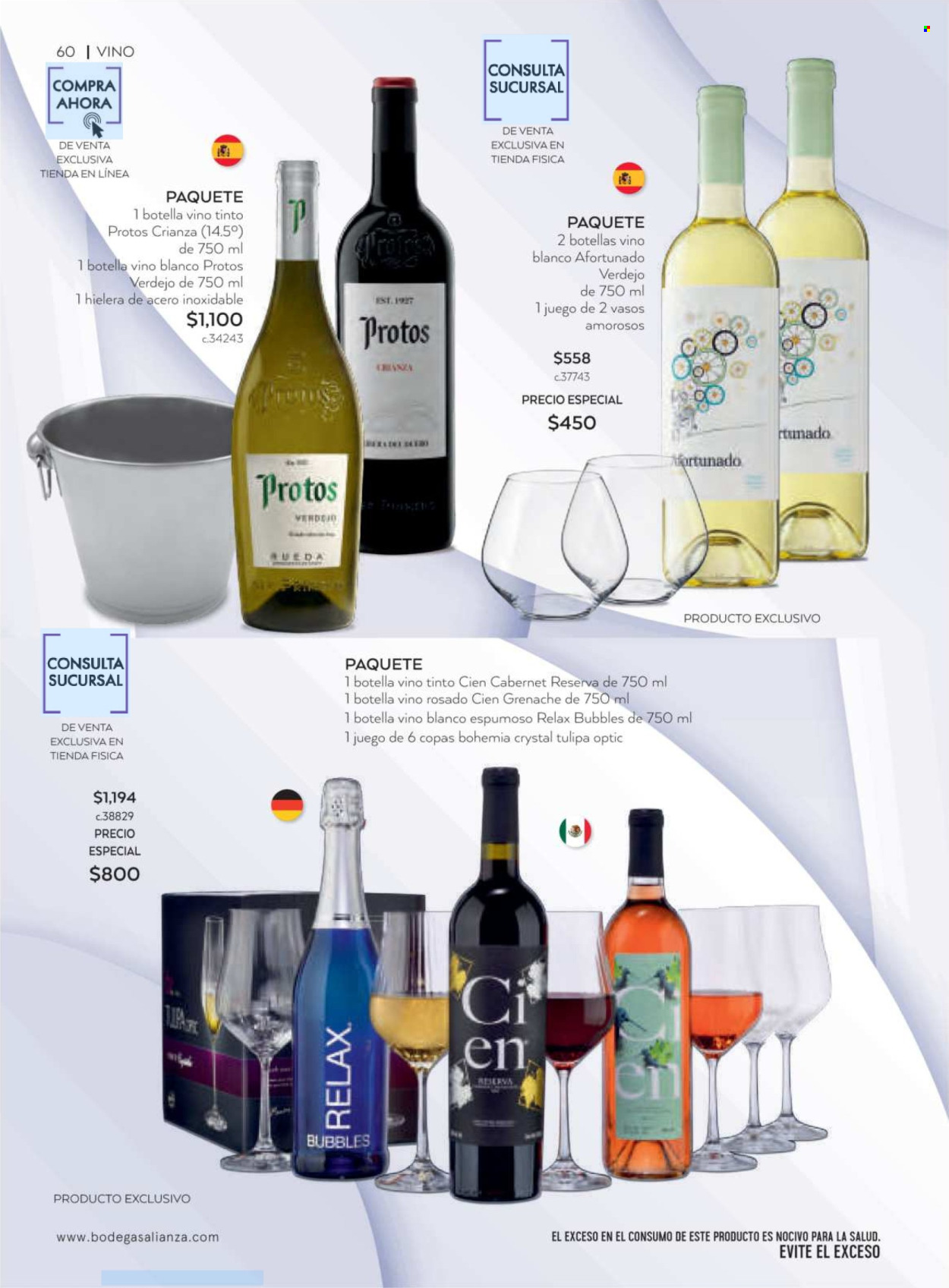 thumbnail - Folleto actual Bodegas Alianza - 1.4.2024 - 30.6.2024 - Ventas - bebida alcohólica, vino, Verdejo, vino blanco, vino tinto, Crianza, vino rosado. Página 62.
