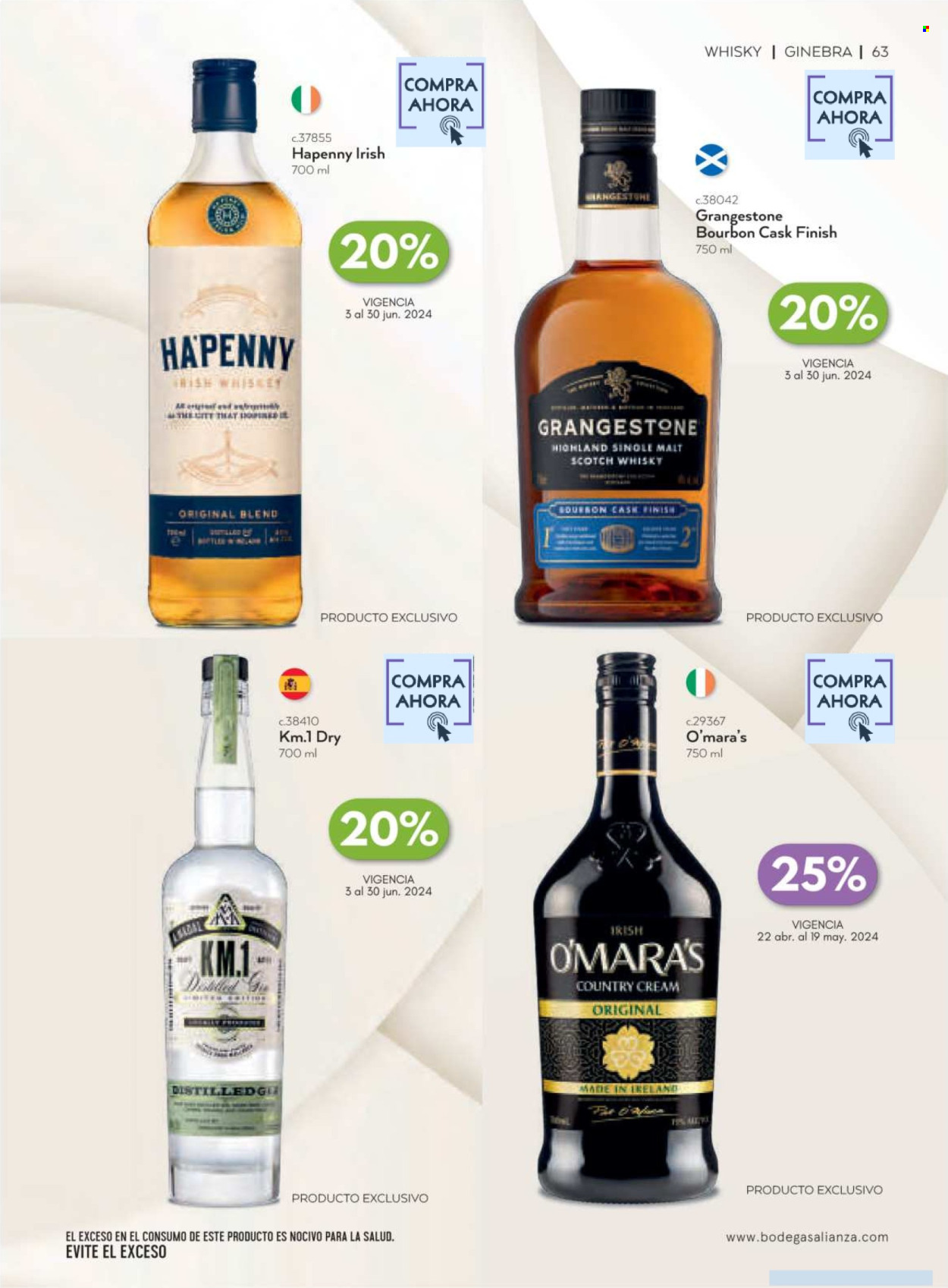 thumbnail - Folleto actual Bodegas Alianza - 1.4.2024 - 30.6.2024 - Ventas - bebida alcohólica, bourbon, gin, ginebra, whisky, Scotch Whisky. Página 65.