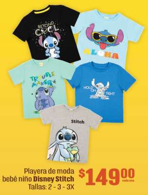 Playera de moda bebé niño Disney Stitch
