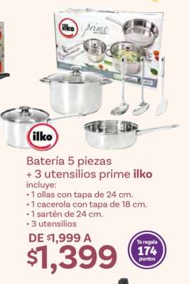 Batería 5 piezas + 3 utensilios prime ilko