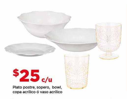 Plato postre, sopero, bowl, copa acrílico o vaso acrílico