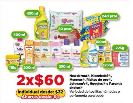 Variedad de toallitas húmedas o perfumería para bebé