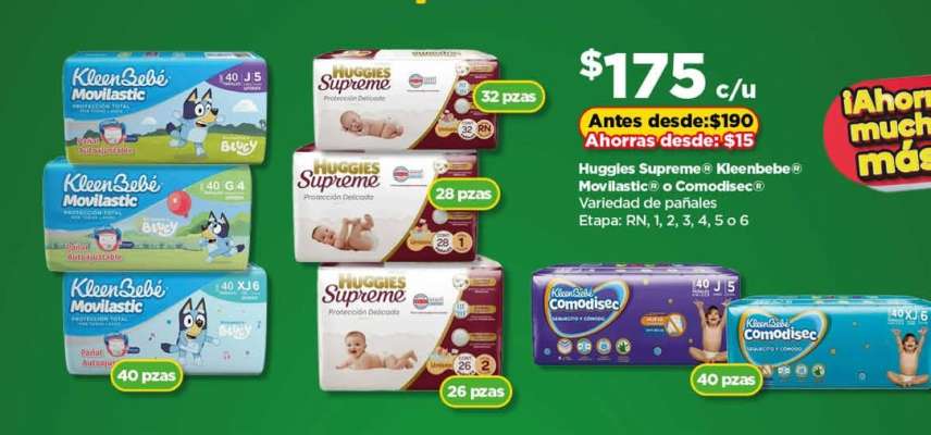 Huggies Supreme, Kleenbebé Movilastic, Comodisec