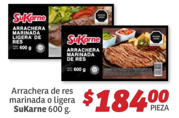 Arrachera de res marinada o ligera SuKarne 600 g